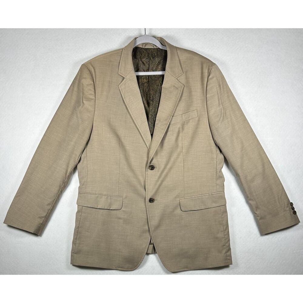 Tasso Elba Men's Stretch Sport Coat Blazer Beige Khaki Size XL